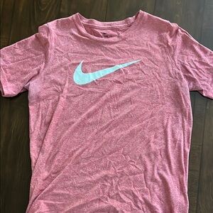 Nike Heathered Pink Tee with White Swoosh